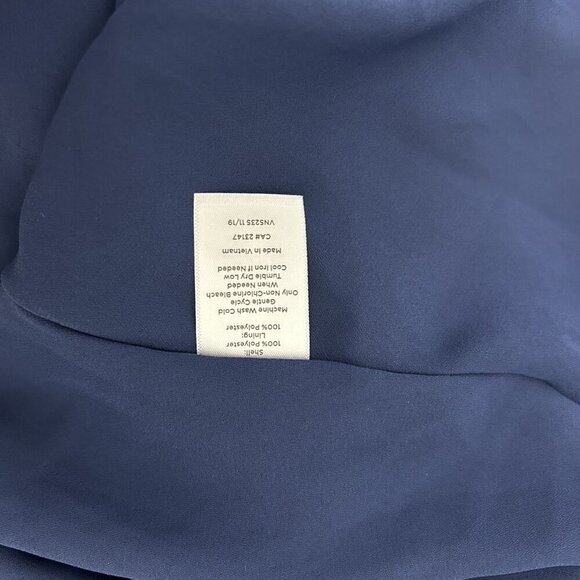 TALBOTS  GEORGETTE PAINTERLY SLEEVELESS NAVY BLUE FLORAL WRAP DRESS RUFFLE 10P - Picture 10 of 12